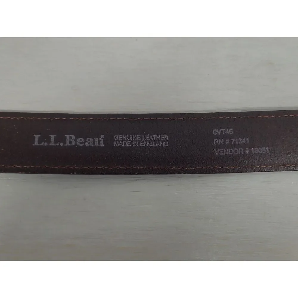 LL Bean CVT45 Classic Casual USA Brown‎ Leather Solid Brass Buckle Belt Sz 40